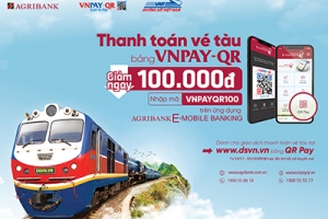 Giảm 100.000 đồng khi thanh toán vé tàu tết bằng QR Pay trên ứng dụng Agribank E-Mobile Banking