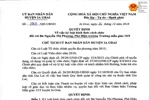 Ia Grai (Gia Lai): Giáng chức, cách chức Ban giám hiệu trường mẫu giáo 15-5