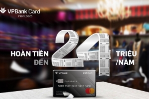 VPBank ra mắt thẻ tín dụng hoàn tiền với mọi chi tiêu qua thẻ