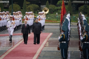 Tổng Bí thư, Chủ tịch nước Nguyễn Phú Trọng đón, hội đàm với Chủ tịch Kim Jong-un