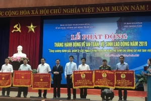 EVNNPC đón nhận Cờ thi đua về ATVSLĐ năm 2018