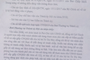 TP. Hội An-Quảng Nam: Cách toàn bộ chức vụ Chủ tịch UBND xã Cẩm Thanh
