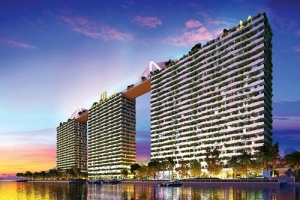 Hợp long cầu dây văng nối liền Sky park 5.000m2 tại dự án Diamon Lotus Riverside, Q8