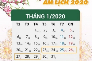 Công bố lịch nghỉ Tết Nguyên đán Canh Tý 2020