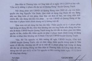 Tiếp bài “Cần xử lý những vi phạm đất đai tại xã Quảng Hưng: Sở TN&MT đề nghị huyện Quảng Trạch xử lý triệt để