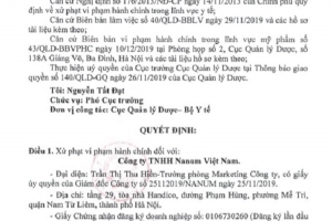 Công ty TNHH Nanum Việt Nam sai về nhãn hàng hóa, bị xử phạt 45 triệu đồng