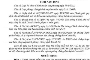 Nam Định: Thành lập 4 chốt kiểm soát liên ngành phòng, chống dịch COVID-19