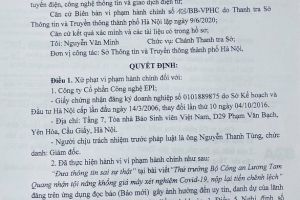 Bị phạt 25 triệu đồng vì đưa tin sai sự thật về Thứ trưởng Công an
