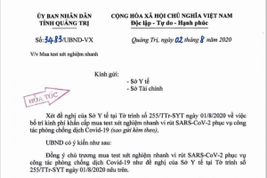 Quảng Trị: Chi 2,1 tỉ đồng mua 15.000 test xét nghiệm nhanh virus SARS-CoV-2