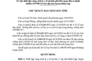 Lạng Sơn: Cách ly y tế liên quan đến ca bệnh nhiễm Covid -19 trên địa bàn huyện Đình Lập