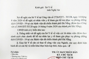 Nghệ An: Cử 16 nhân viên y tế “tiếp viện” cho Đà Đẵng chống Covid-19