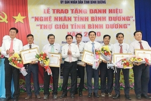 Bình Dương: Trao danh hiệu cho 30 nghệ nhân, thợ giỏi năm 2020