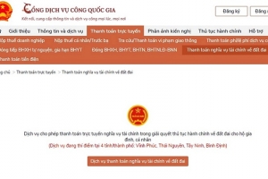 Triển khai thí điểm thanh toán trực tuyến nghĩa vụ tài chính về đất đai