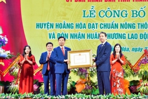 Thanh Hóa: Công bố huyện Hoằng Hóa đạt chuẩn nông thôn mới và đón nhận Huân chương Lao động Hạng Ba