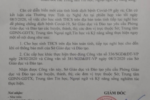 Nghệ An: Học sinh THCS tiếp tục nghỉ học để phòng, chống dịch Covid-19