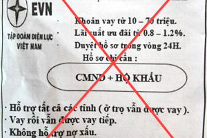 Giả mạo thương hiệu EVN để quảng cáo cho vay tín chấp