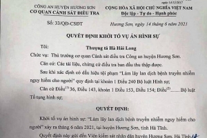 Hà Tĩnh: Công an Hương Sơn khởi tố vụ án hình sự làm lây lan dịch bệnh