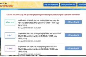240.000 hồ sơ đăng ký thử tuyển sinh trực tuyến đầu cấp thành công tại Hà Nội