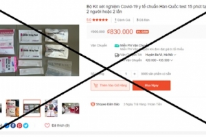 Yêu cầu rà soát, gỡ các sản phẩm kit test nhanh COVID-19 rao bán trên website thương mại điện tử