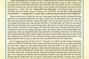 Bí thư Tỉnh ủy Bà Rịa - Vũng Tàu gửi thư ngỏ đến Nhân dân trong tỉnh sau 10 ngày giãn cách xã hội