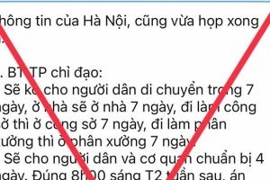 Thông tin Hà Nội cấm người dân ra đường trong 7 ngày là tin giả