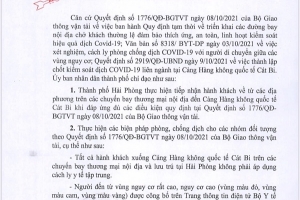 Hải Phòng: Hành khách xuống Cảng hàng không quốc tế Cát Bi không phải cách ly tập trung