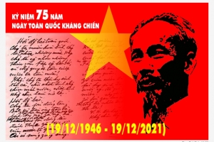 Kỷ niệm 75 năm Ngày Toàn quốc kháng chiến là bộ tranh cổ động tuyên truyền đồ sộ, ấn tượng