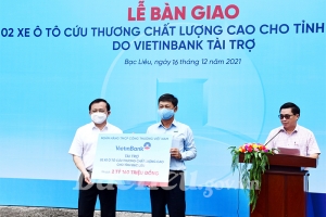 Bạc Liêu tiếp nhận xe ô tô cứu thương chất lượng cao do Viettinbank hỗ trợ