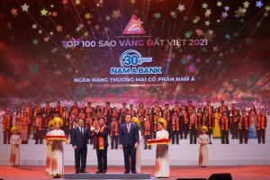 Nam A Bank nhận giải thưởng Sao Vàng đất Việt 2021