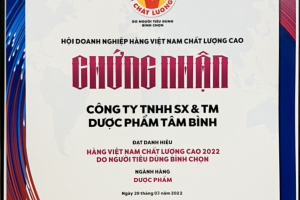 Dược phẩm Tâm Bình lần thứ tư được bình chọn Hàng Việt Nam chất lượng cao