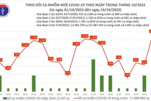 Ngày 19/10, cả nước có 1.336 ca COVID-19 mới, không có bệnh nhân tử vong
