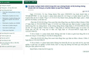 Quản lý quỹ Pavo Capital bị xử phạt do sai phạm trong lĩnh vực chứng khoán