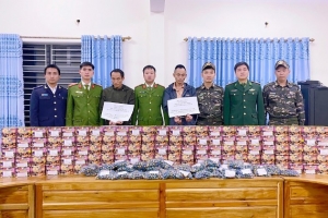 Bắt nhóm đối tượng vận chuyển 1,5 tạ pháo giấu trên xe tải