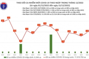 Ngày 15/12: Ca COVID-19 mới tăng lên gần 400