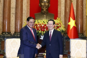 Chủ tịch nước Võ Văn Thưởng tiếp Phó Thủ tướng Campuchia Samdech Krolahom Sar Kheng