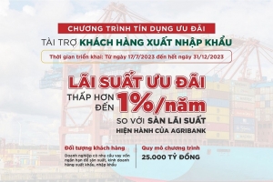 Agribank dành 25.000 tỷ đồng ưu đãi lãi suất tài trợ khách hàng xuất nhập khẩu năm 2023