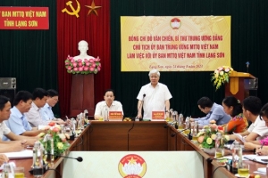 Chủ tịch Ủy ban Trung ương MTTQ Việt Nam làm việc với Ủy ban MTTQ Việt Nam tỉnh Lạng Sơn