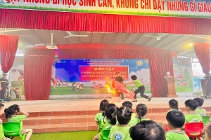 Lào Cai: Diễn tập phương án phòng cháy, chữa cháy và cứu nạn, cứu hộ trong trường học