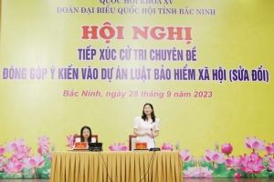 Hội nghị tiếp xúc cử tri chuyên đề đóng góp ý kiến vào dự án Luật BHXH (sửa đổi)