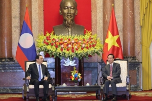 Chủ tịch nước Võ Văn Thưởng tiếp Thủ tướng Lào Sonexay Siphandone