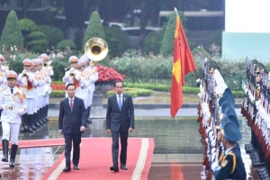 21 loạt đại bác chào đón Tổng thống Indonesia thăm cấp Nhà nước Việt Nam
