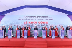 Khởi công dự án tuyến đường nối cao tốc Bắc - Nam, Quốc lộ 1A đi cảng Nghi Sơn tại Thanh Hóa