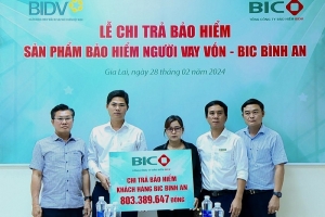 BIC Bắc Tây Nguyên chi trả hơn 800 triệu đồng quyền lợi bảo hiểm cho khách hàng vay vốn tại Gia Lai