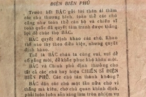 Thư của Bác Hồ động viên, khích lệ chiến sĩ chiến dịch Điện Biên Phủ 70 năm trước