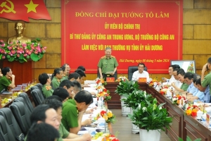 Bộ trưởng Bộ Công an Tô Lâm làm việc với Ban Thường vụ Tỉnh ủy Hải Dương