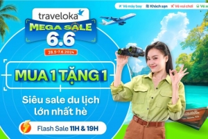 Traveloka Mega Sale 6.6: Mua 1 Tặng 1 Khủng, Mở Màn Mùa Du Lịch Hè 2024