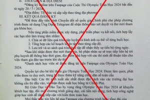 Cảnh báo giả mạo văn bản Bộ Giáo dục và Đào tạo mời tham gia Olympic Toán 2024