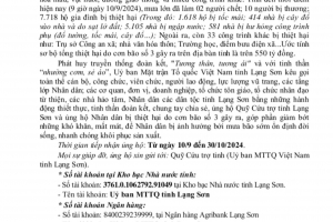Ủy ban MTTQ Việt Nam tỉnh Lạng Sơn kêu gọi ủng hộ nhân dân bị thiệt hại do bão số 3
