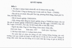 Bắc Ninh: Vi phạm môi trường, doanh nghiệp sản xuất bia bị phạt 192 triệu đồng