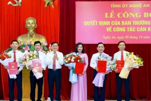 Tỉnh ủy Nghệ An công bố quyết định mới về công tác cán bộ